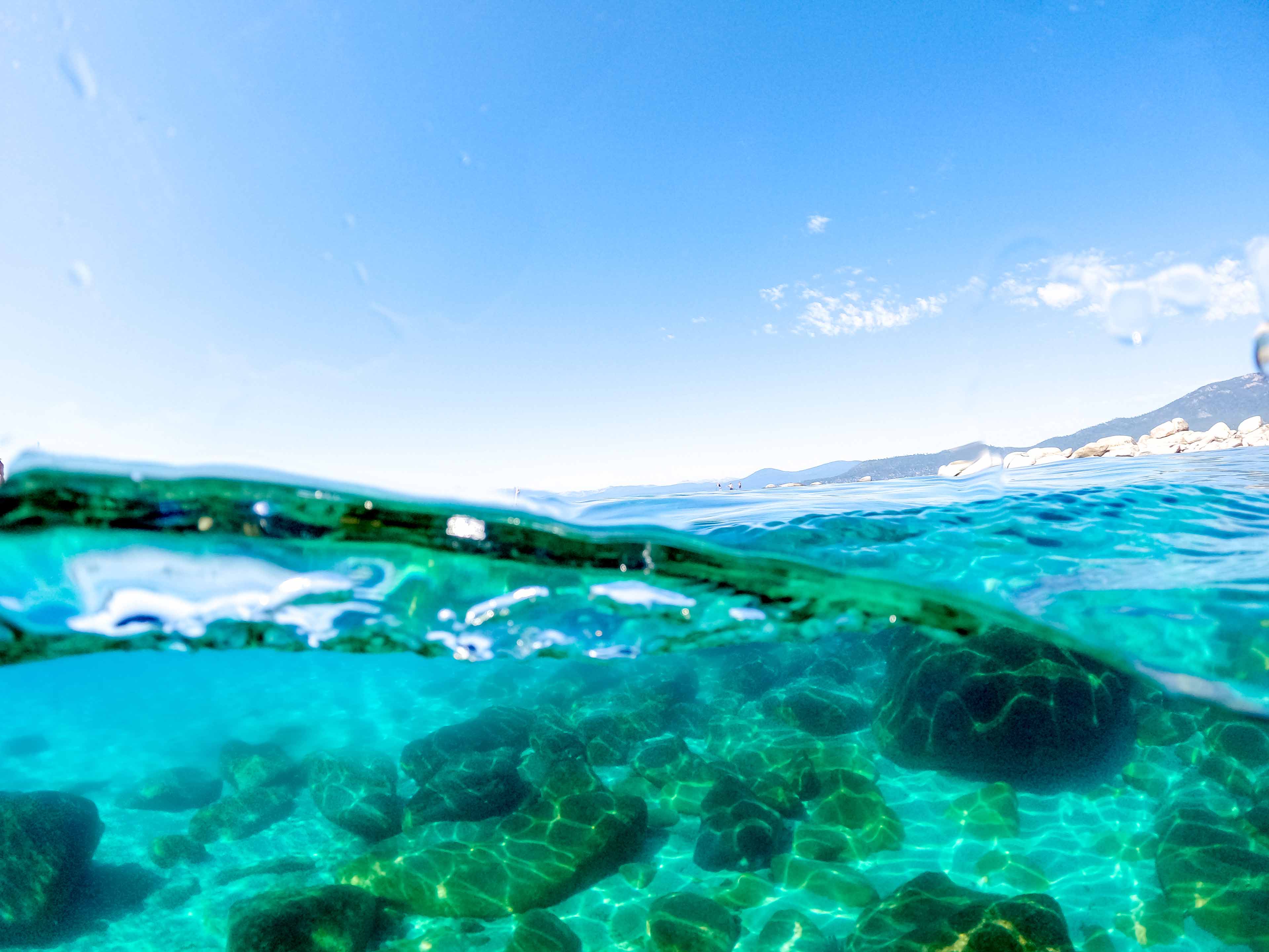 clear water on the tahoe lake during the summer