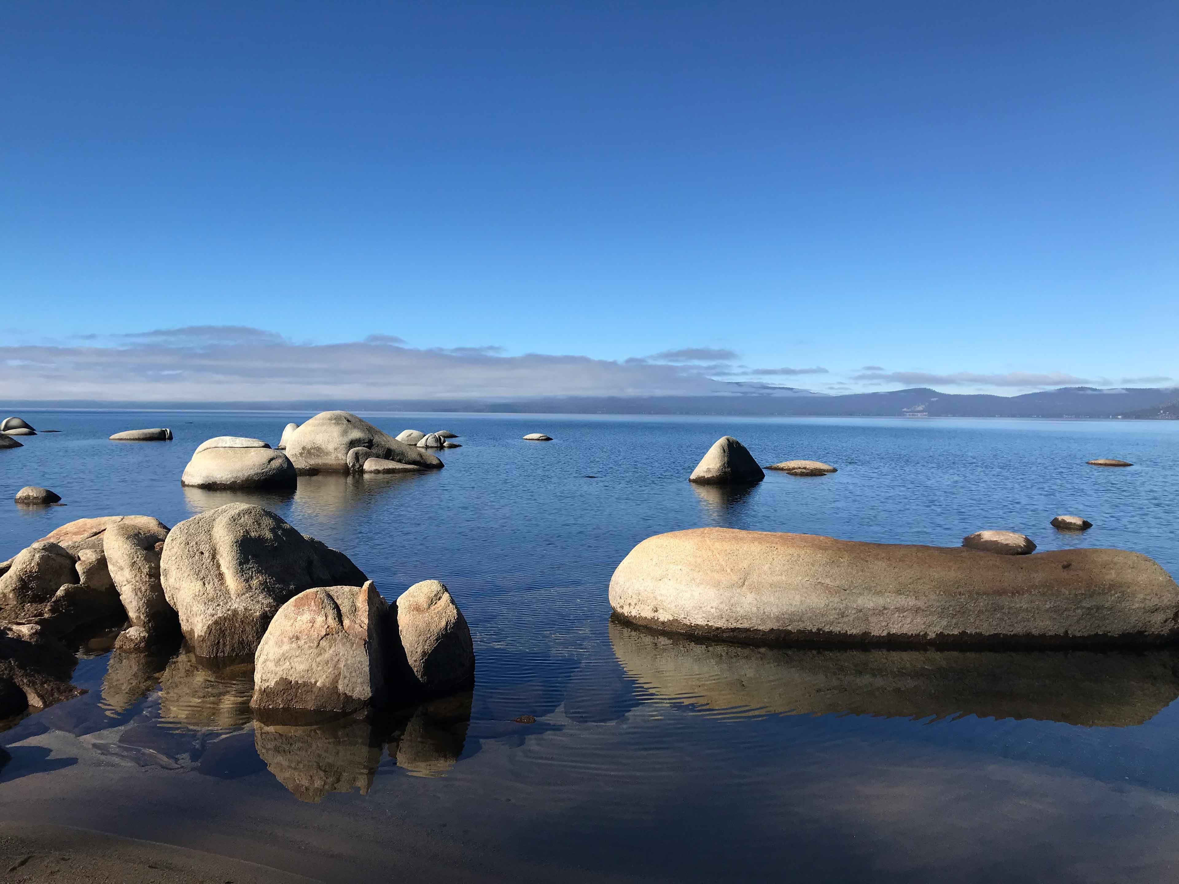 pristine boulders on the tahoe lake