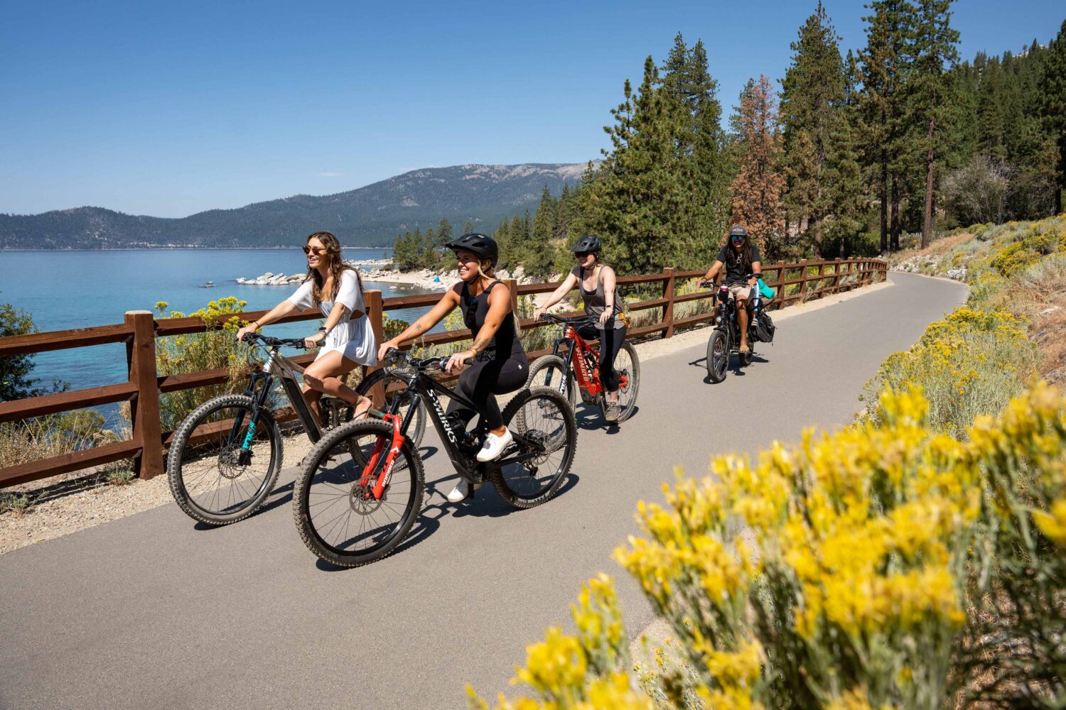 tahoie lake East Shore Trail people Biking
